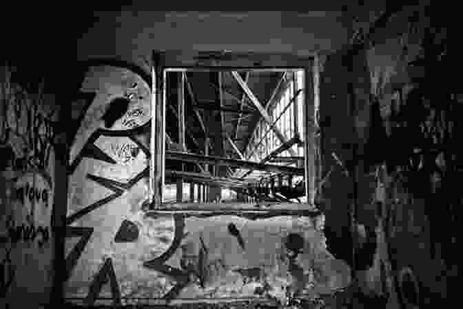 A Black And White Photograph Of A Dilapidated Building With Graffiti On Its Walls. Unsigned Unscene John Winstanley