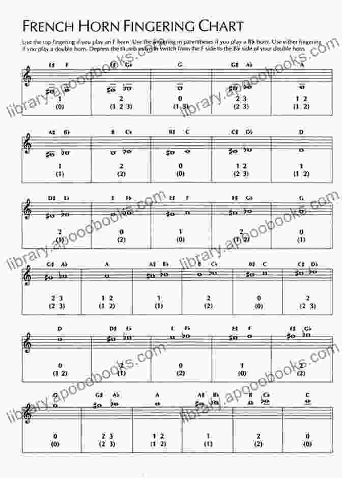 A Comprehensive Fingering Chart For The Natural Horn, Depicting The Finger Combinations For Various Notes Playing Natural Horn Today: An Introductory Guide And Method For The Modern Natural Hornist