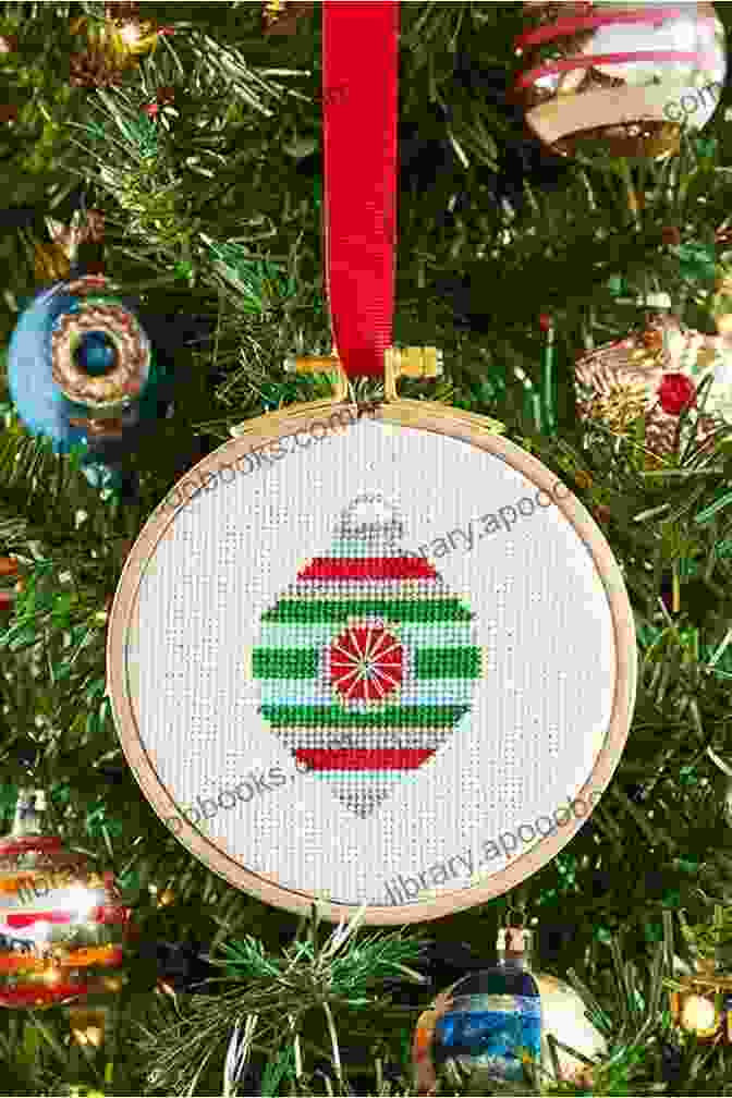 A Family Gathered Around A Christmas Tree, Decorating It With Handmade Cross Stitch Ornaments Rudolph The Red Nose Reindeer Cross Stitch