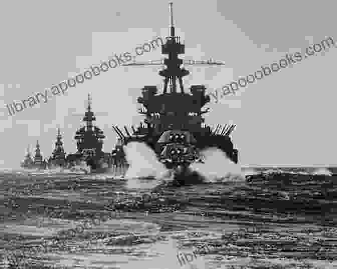 A Panoramic View Of A Fierce Naval Battle During World War II, With Towering Warships Firing Cannons And Planes Soaring Overhead. Tides Of War: A Novel