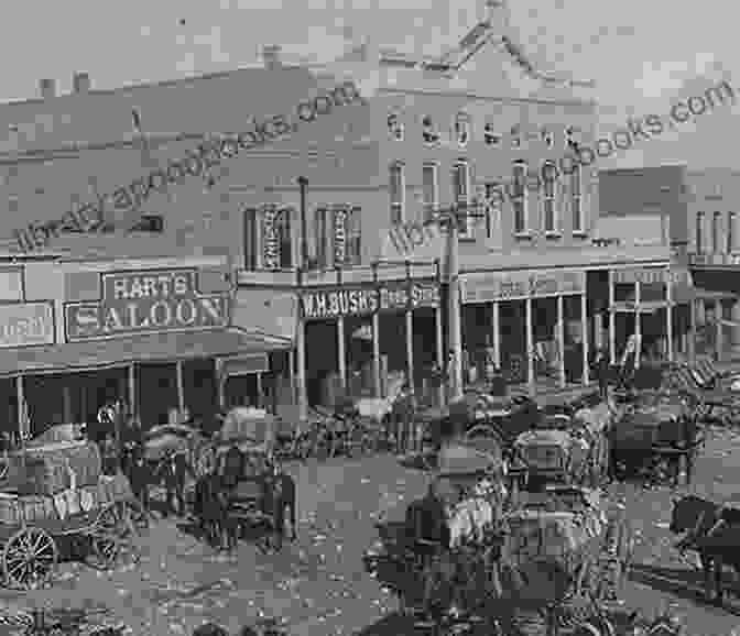 A Quaint Photograph Of A Historic Texas Town, With Wooden Buildings And Horse Drawn Carriages Lining The Dusty Streets. The Evolution Of A State Or Recollections Of Old Texas Days