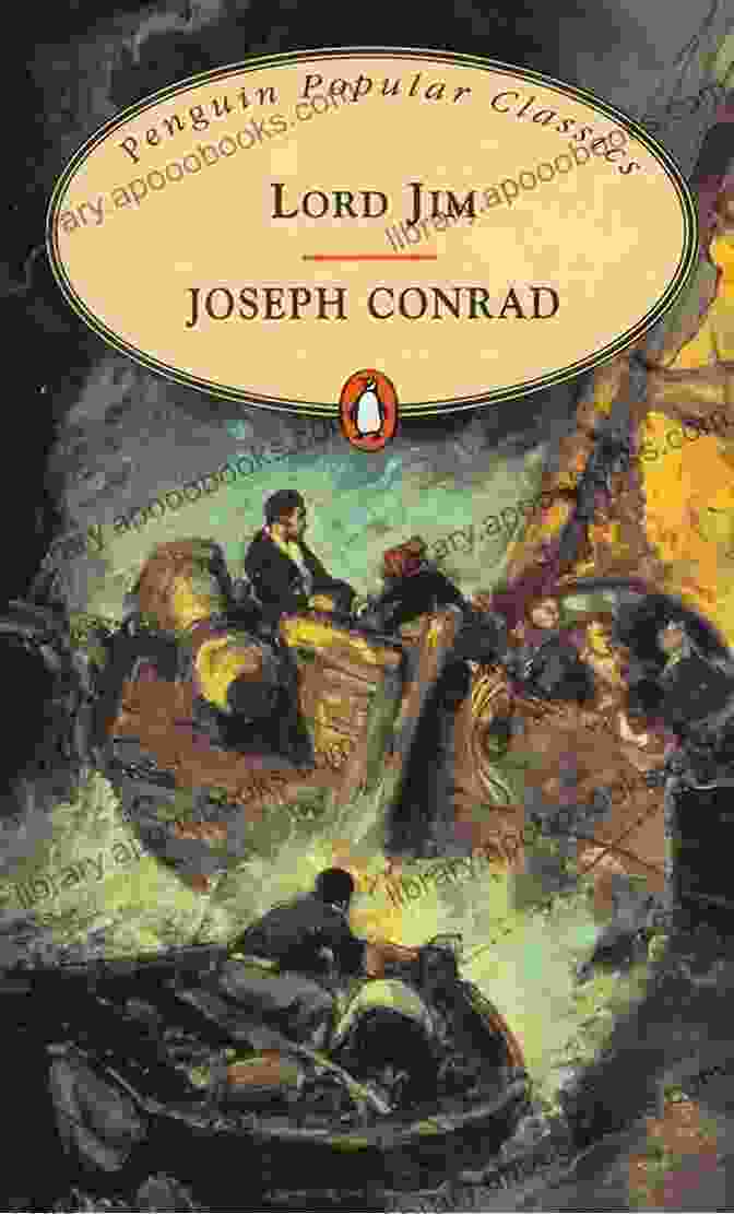 An Illustration Of Joseph Conrad's Lord Jim With A Ship In The Background And Jim Standing On The Deck, Looking Determined. Joseph Conrad: The Best Works