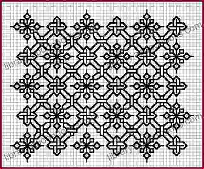 Blackwork Pattern: Intricate Latticework Blackwork Stitches Sampler 10 Blackwork Pattern