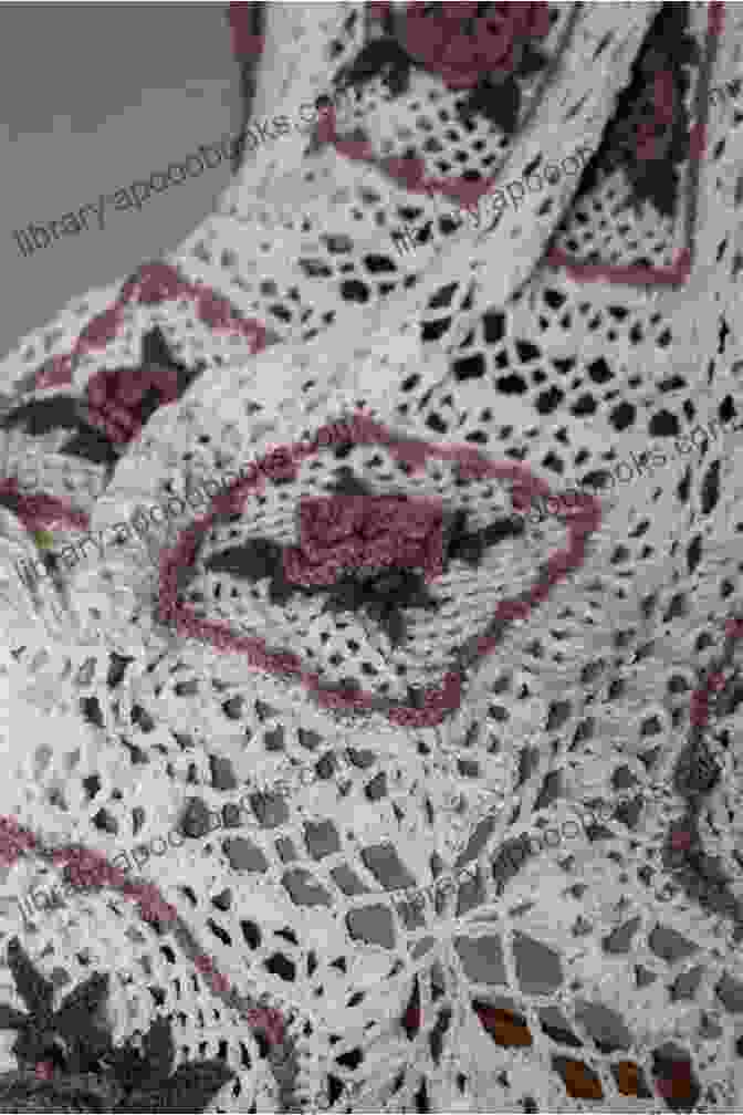 Close Up Of Intricate Irish Crochet Lacework With Blooming Roses Modern Pattern Irish Lace Crochet Blouse With Roses (Modern Irish Crochet Lace Pattern)